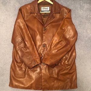 Mens XL Tall Brown Leather Jacket